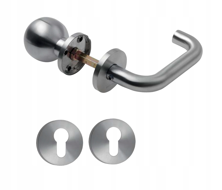 

Gałko klamka drzwiowa szyld okrągły Inox prawa