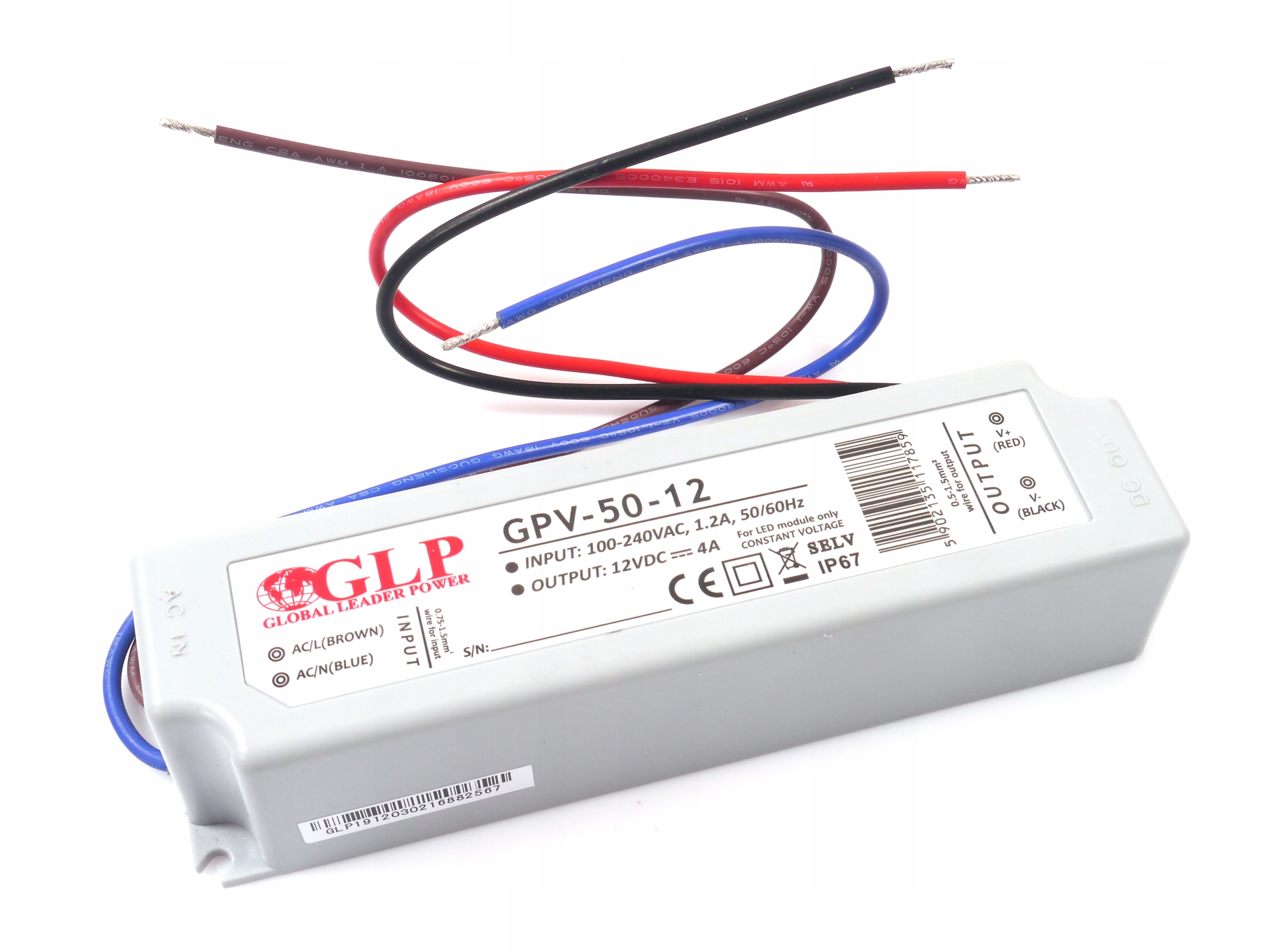 ZASILACZ HERMETYCZNY GPV-50-12 48W 4A 12V DO LED Marka GLP