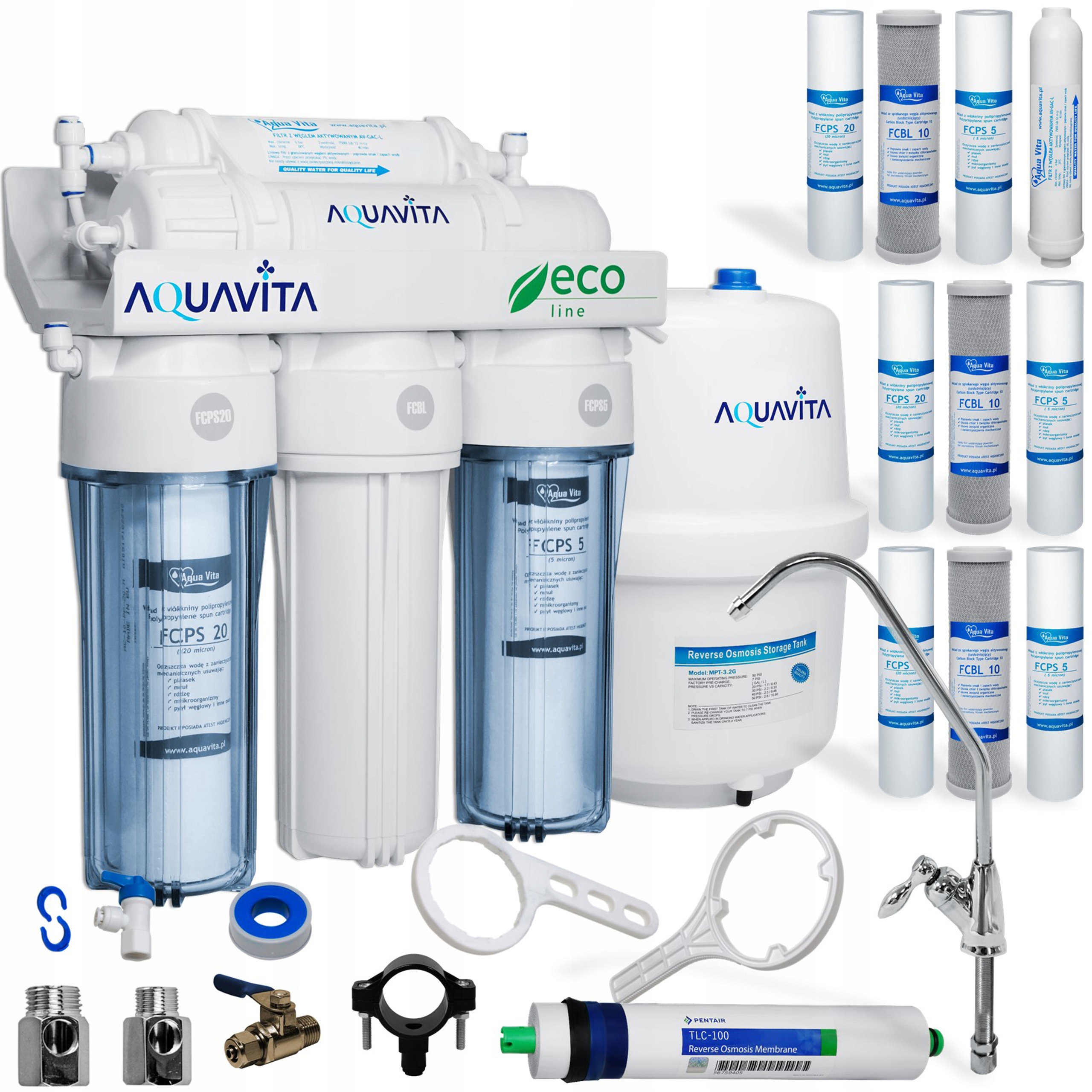 FILTR WODY ODWRÓCONA OSMOZA DO KUCHNI RO5 + WKŁADY