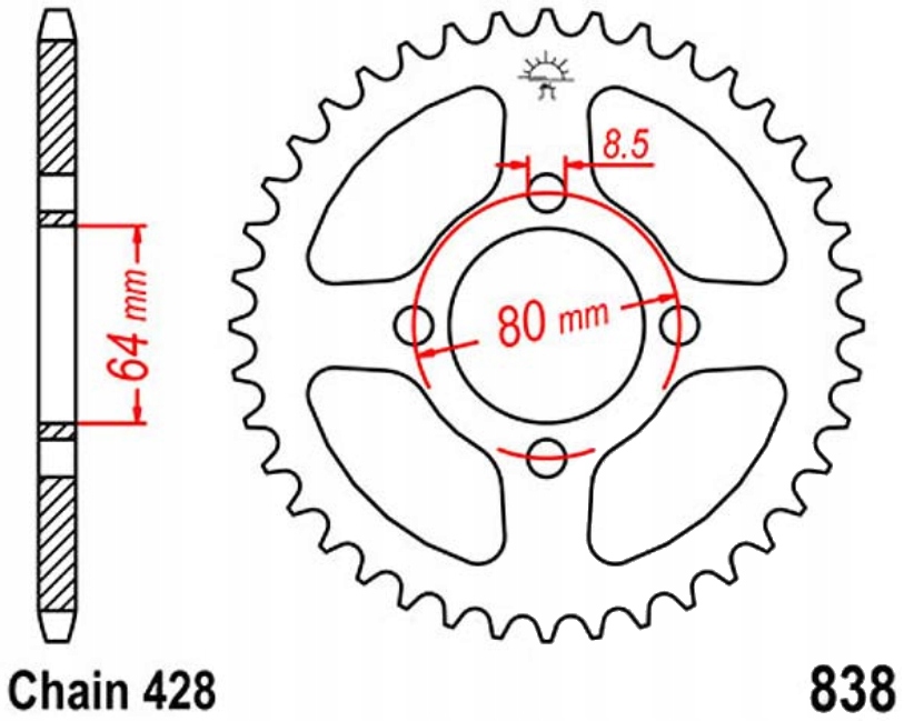 Zadní ozubení Yamaha Ybr 125 Spd Custom Nové