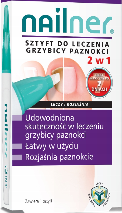 

Nailner sztyft do leczenia grzybicy paznokci 2w1
