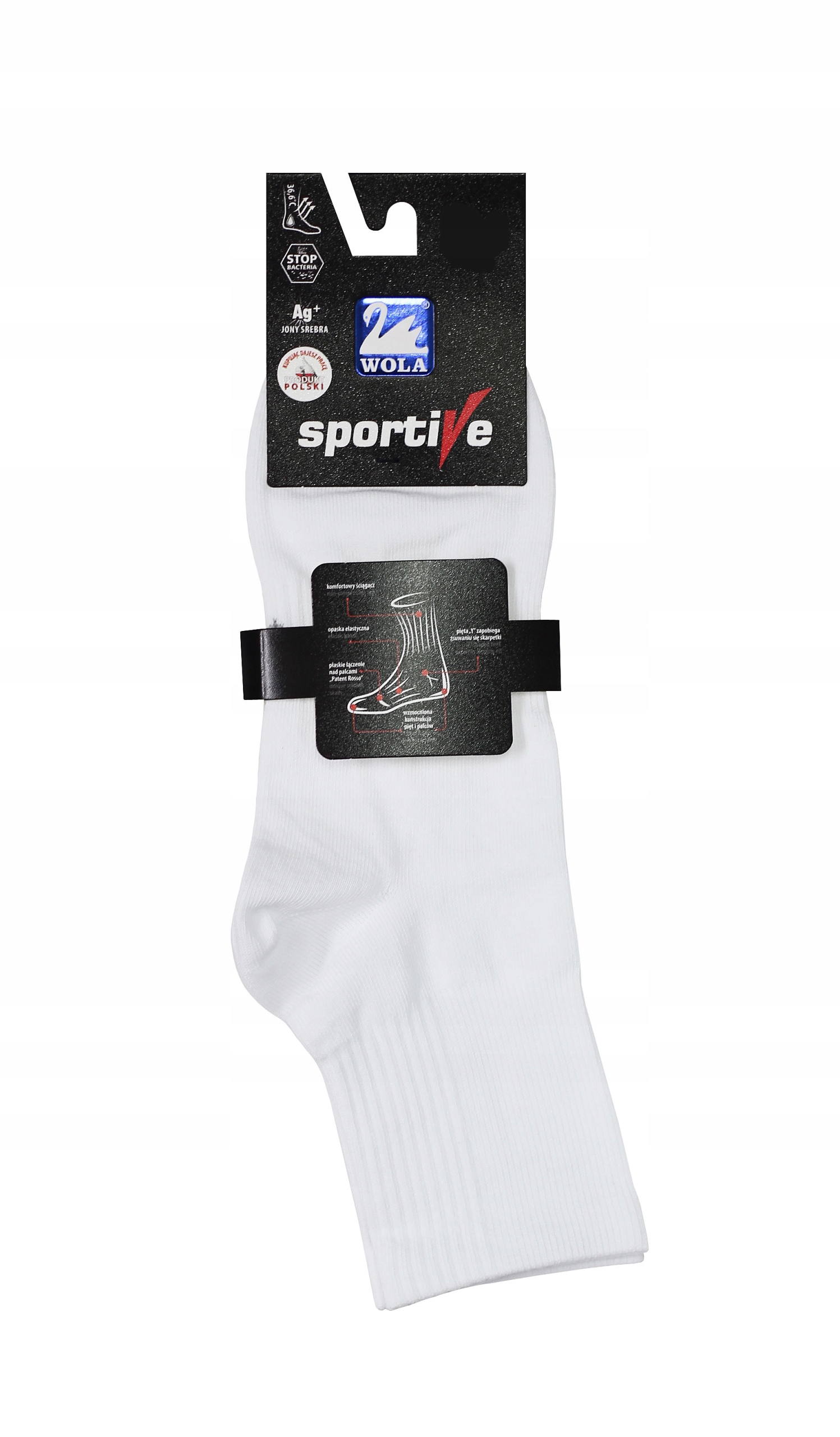 

Skarpety Wola Sportive Ag+ ze srebrem białe 42-44