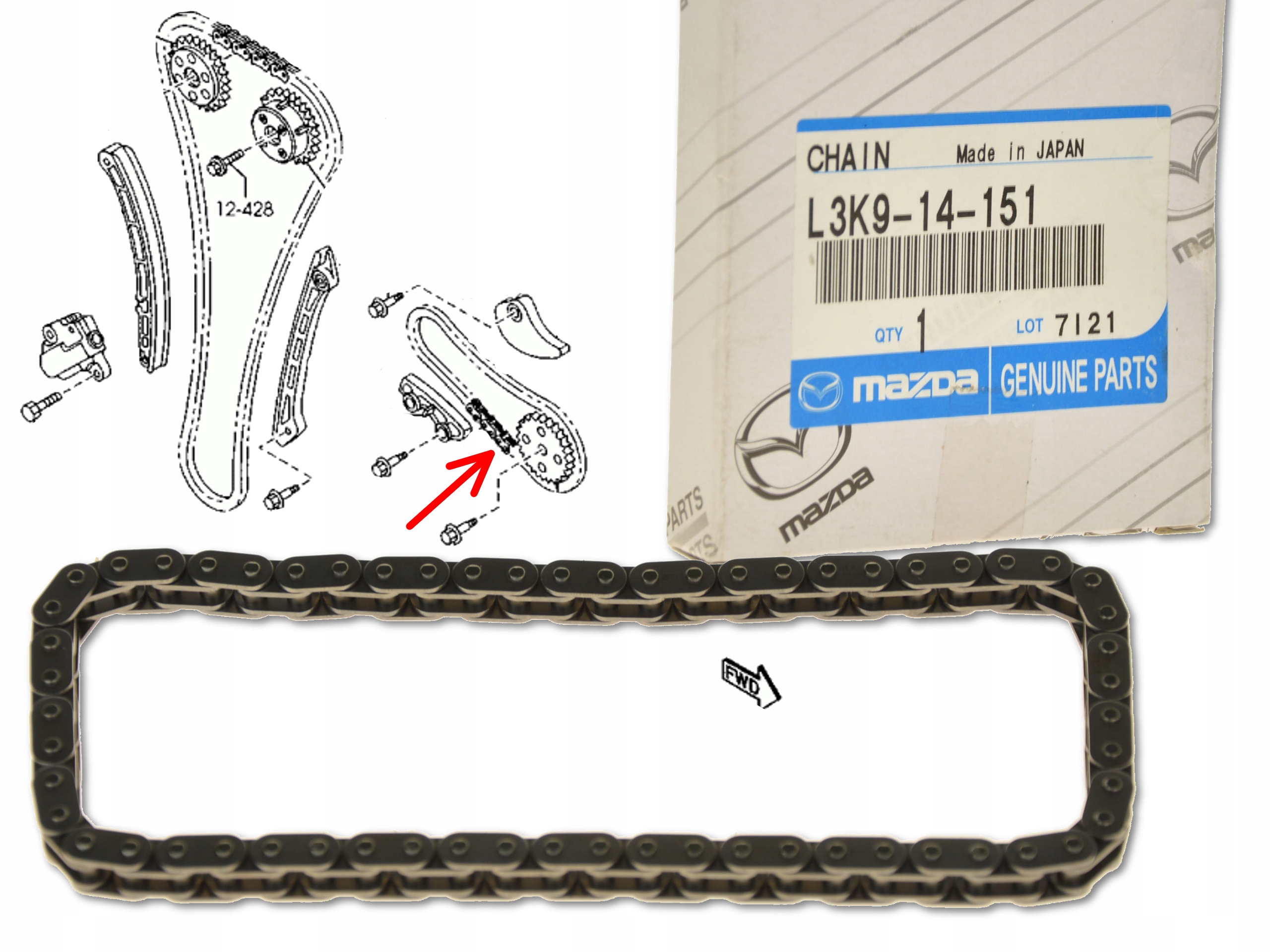 Ланцюг масляного насоса 2.3 і OE MAZDA L3K9-14-151