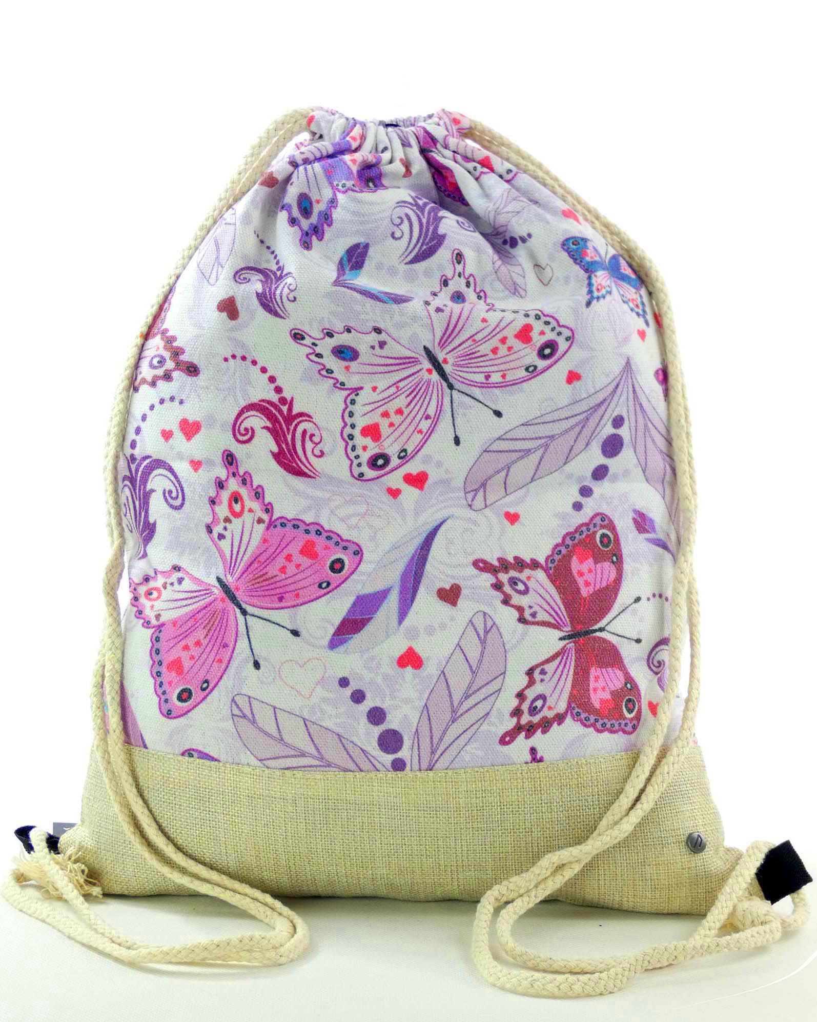

Mocny duży worek plecak torba bag tkanina Motyle