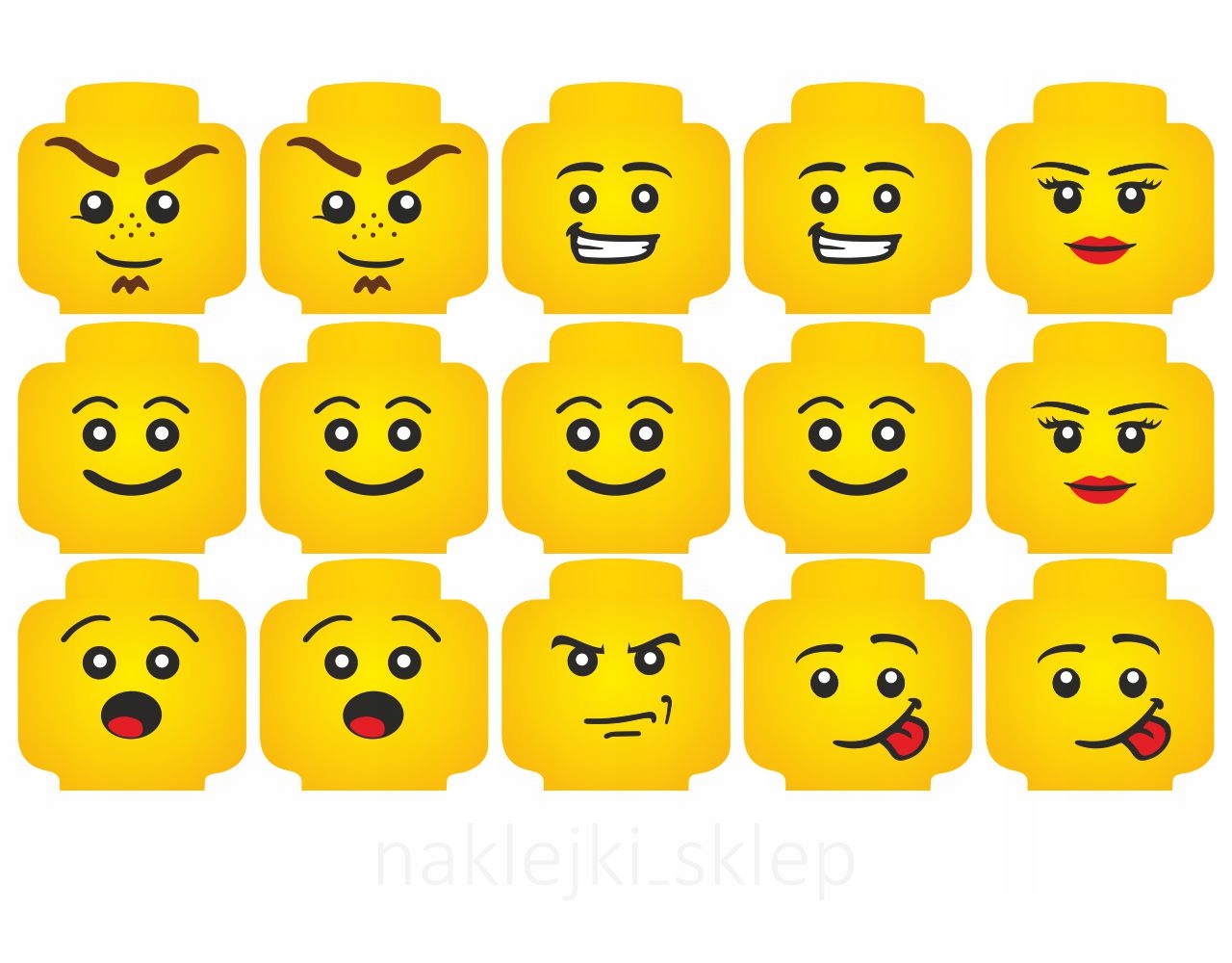 

Naklejki na ścianę Lego buźki Face ludziki buzia L