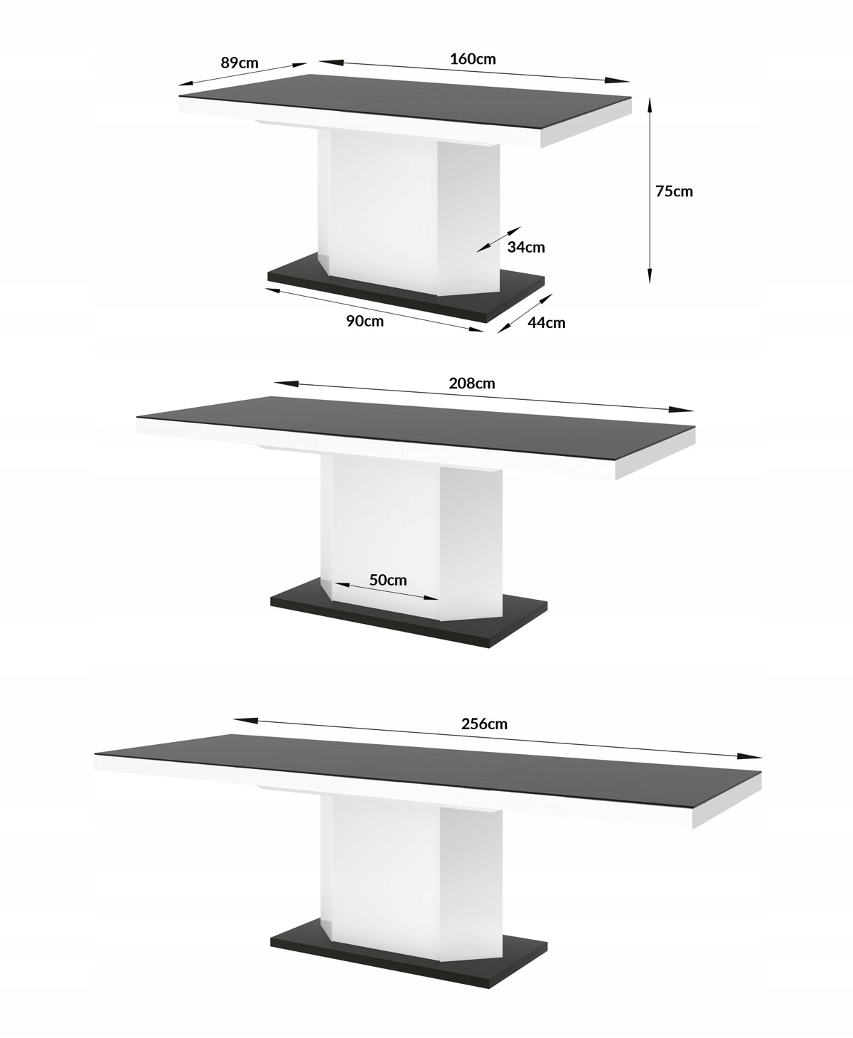 Раскладной стол AMIGO / черный и белый / глянцевый / бренд Hubertus