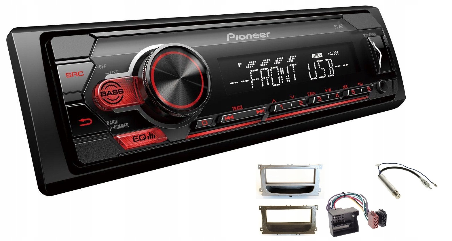 Pioneer MVH-S110UB Autorádio Aux Ford Focus C-max Mondeo rámček