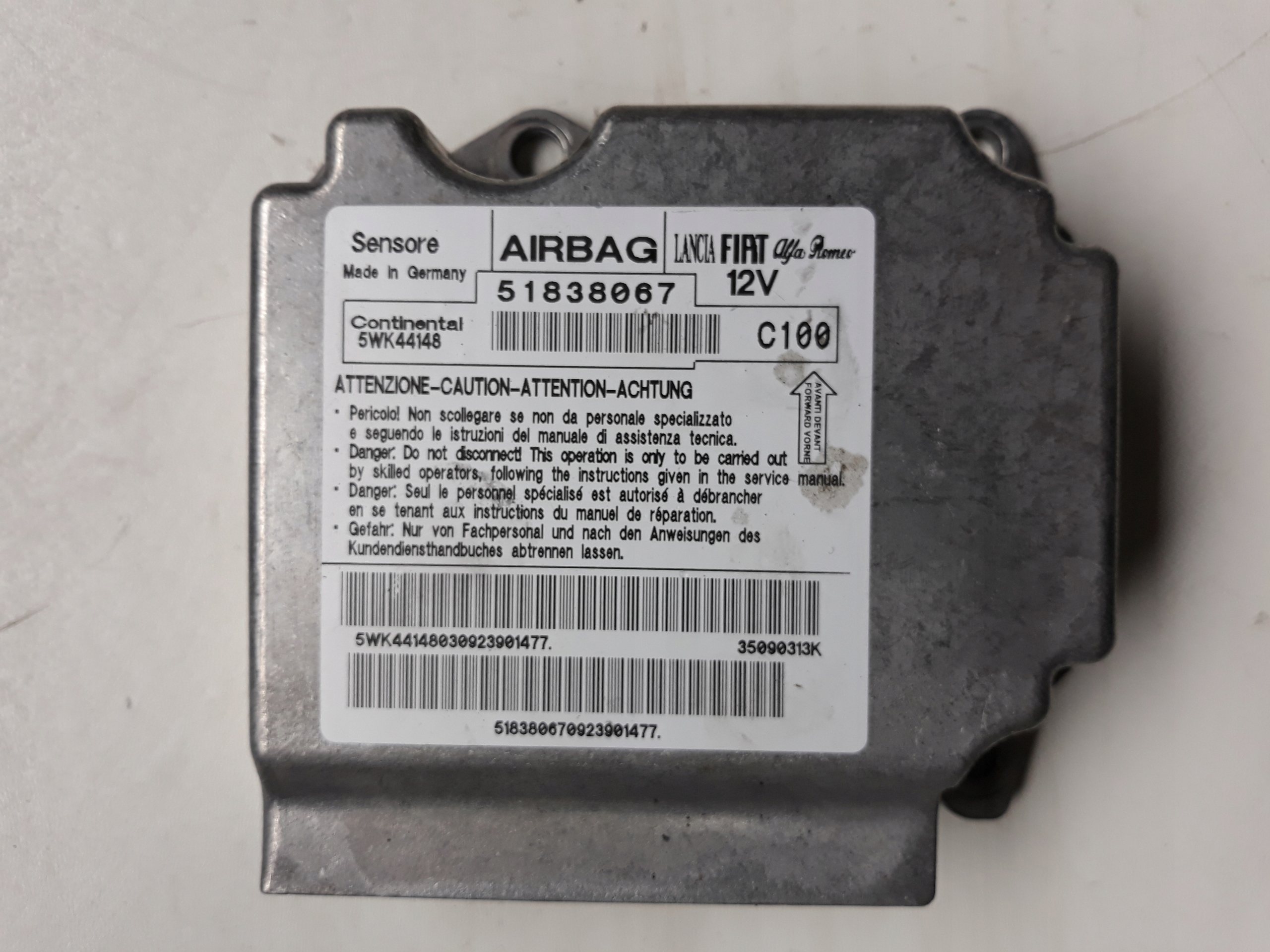 SENSOR MODUŁ AIR BAG FIAT GRANDE PUNTO 51838067 51838067 za 300 zł z BielskoBiała Allegro.pl