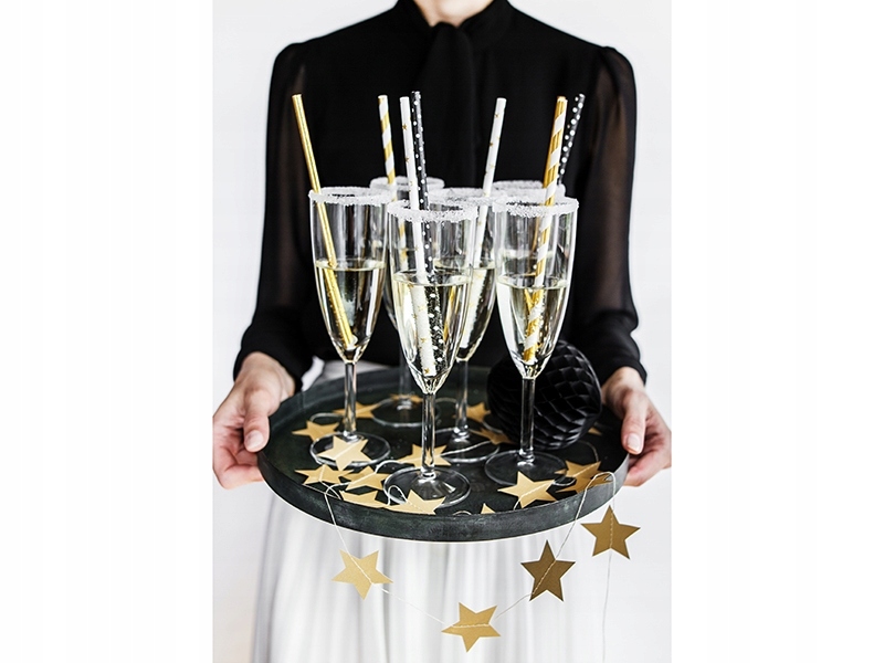 Słomki papierowe czarne w kropki 10szt SPP2-010 Marka Party Deco