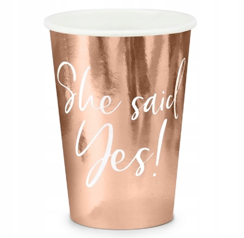 

Kubeczki She said yes!, różowe złoto, 220ml 6sztuk
