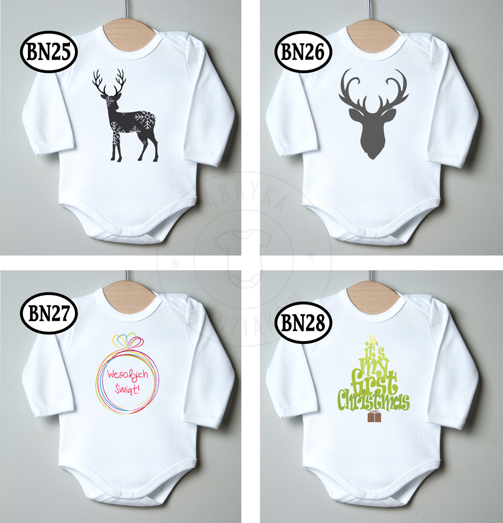 BODY świąteczne MIKOŁAJ na ŚWIĘTA 80 PREZENT WZORY Materiał dominujący bawełna