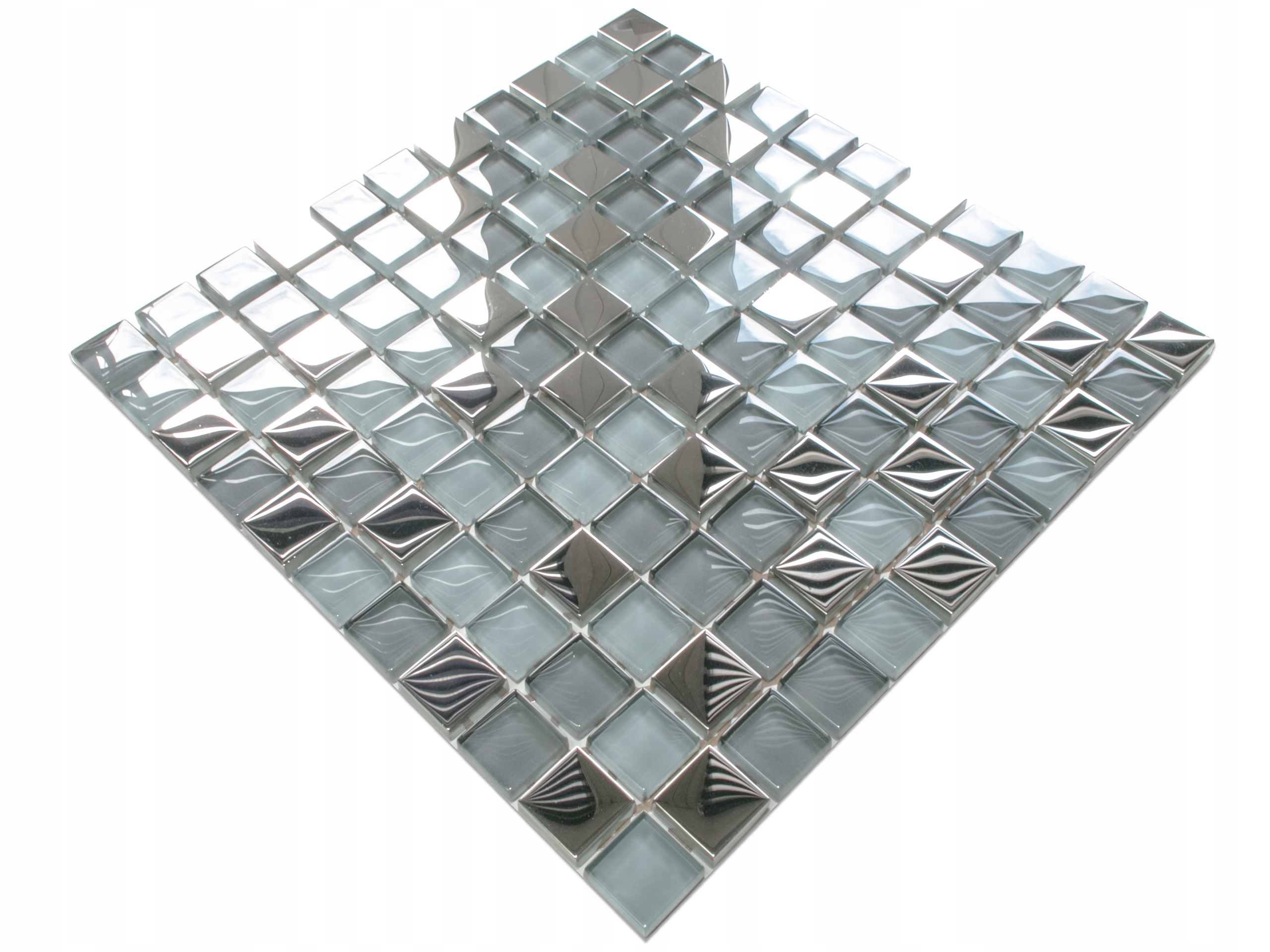 

Mozaika Szklana Silver Grey Szara Chrom 30x30 8mm