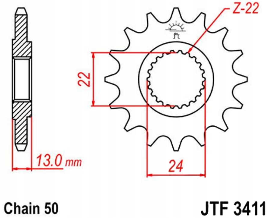 Přední ozubené kolo Jt F3411-16 Bombardier Ds 650