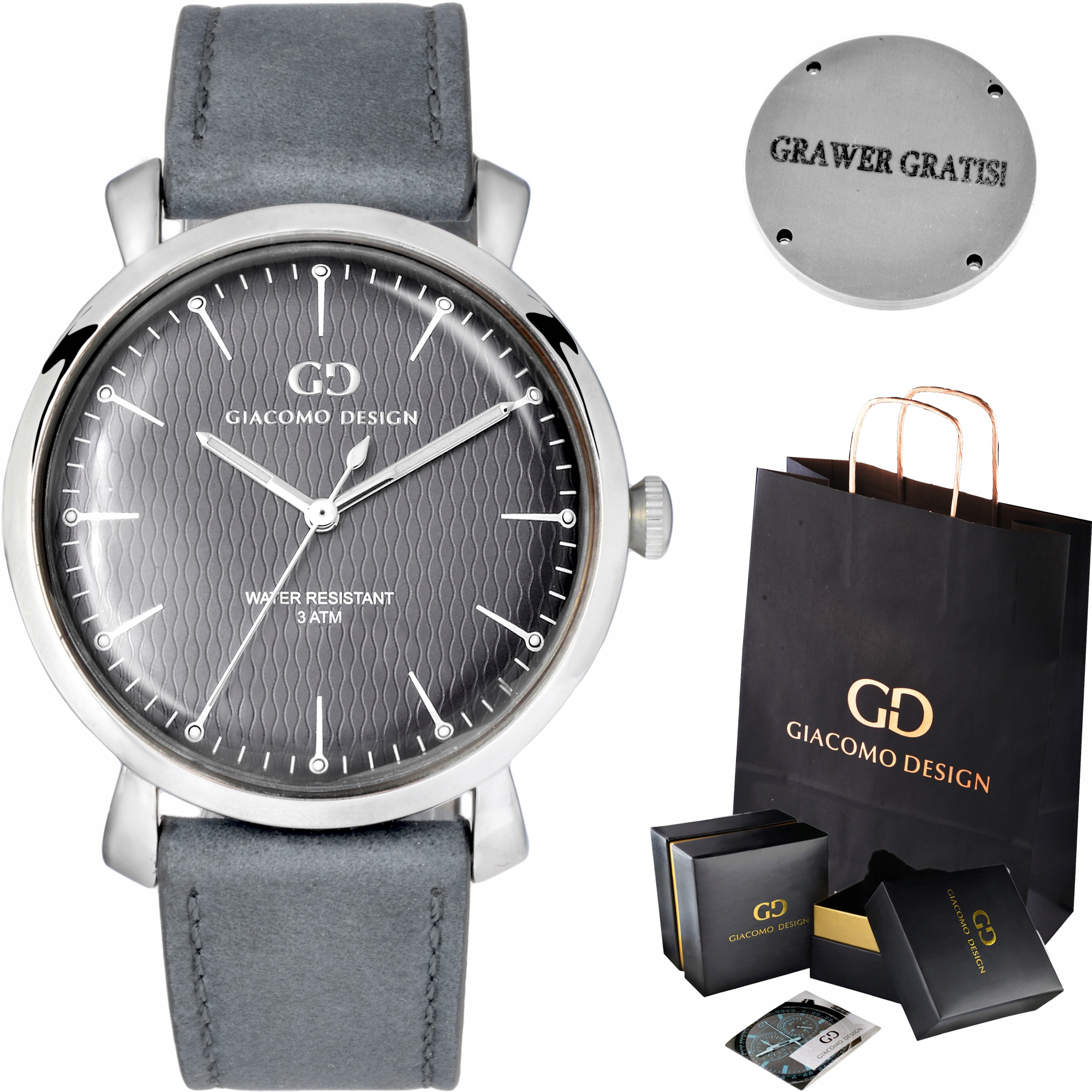 

Zegarek męski Giacomo Design GD09 Pasek 2 Wzory!