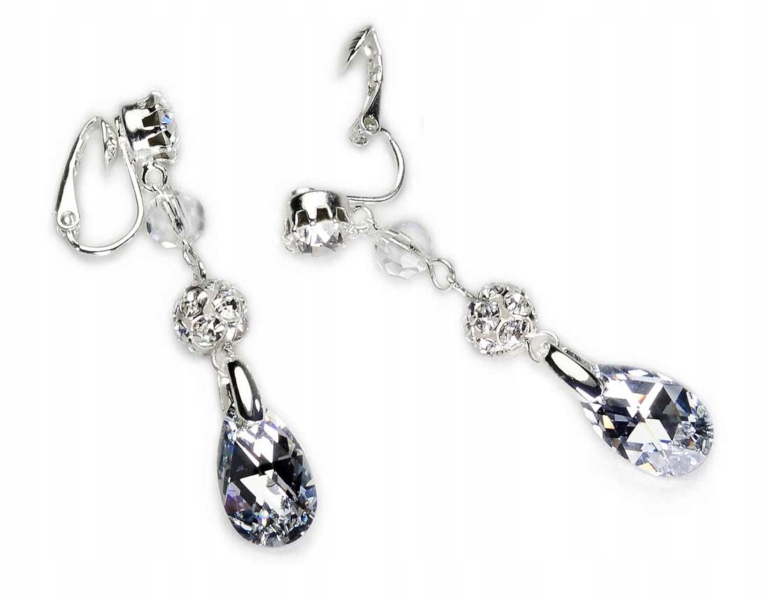 

Długie Klipsy Duży Kamień Kryształy Swarovski Ślub