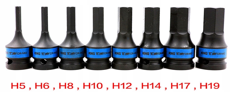NASADKI UDAROWE 1 2 HEX IMBUS 5 19 8szt KING TONY Producent code 4418MP