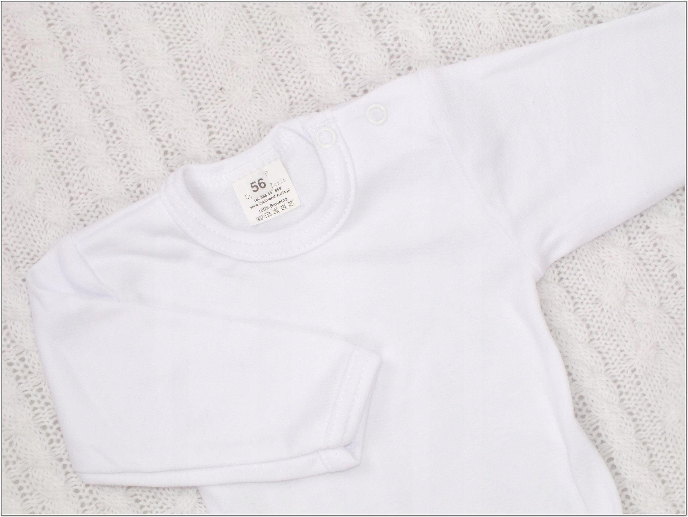 Białe Body 100% Bawełna na długi rękaw 74 Kod producenta 540a