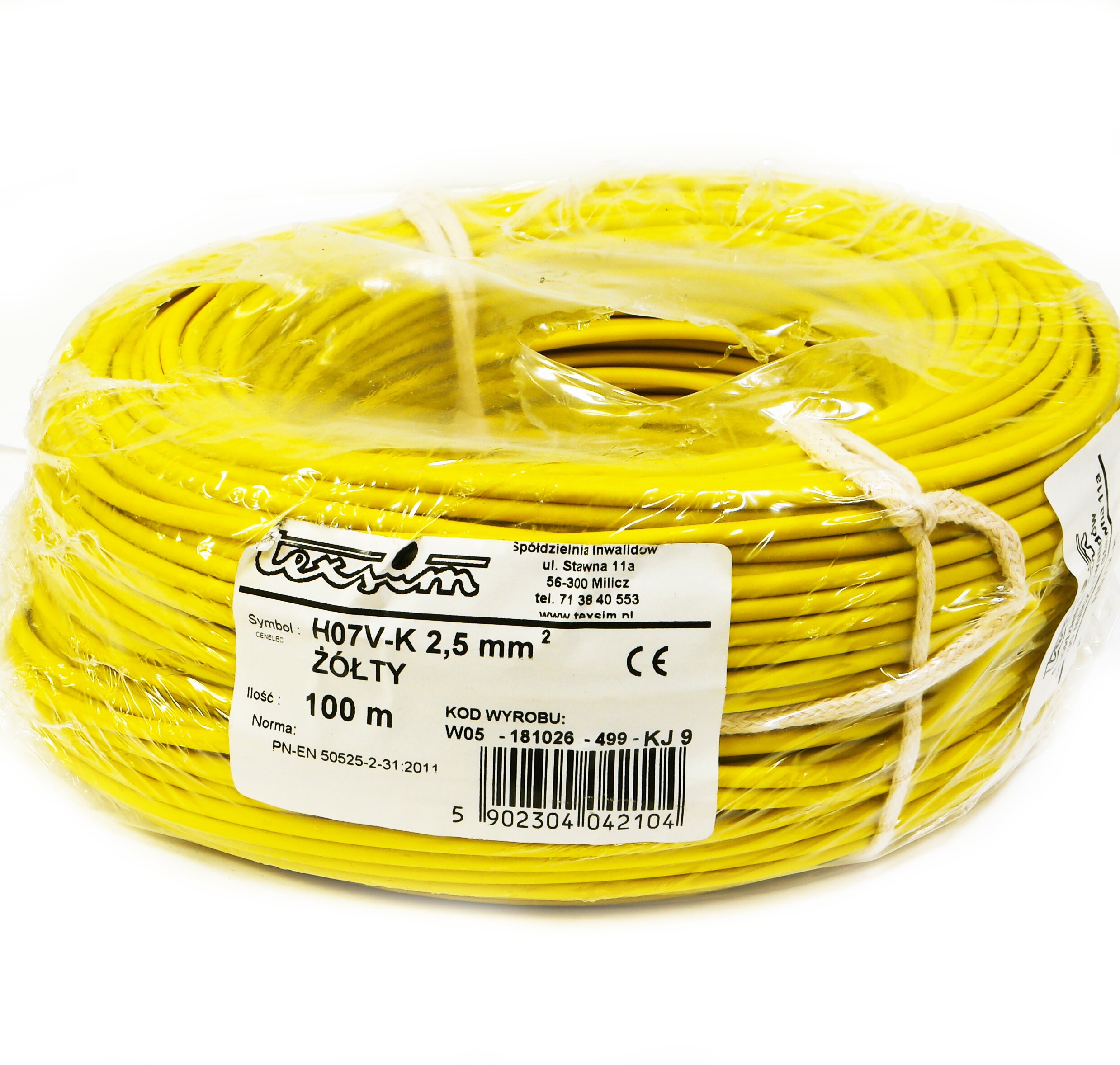 Kábel Lgy 2,5 mm žltý Elektrokabel 450/750 V 100 m