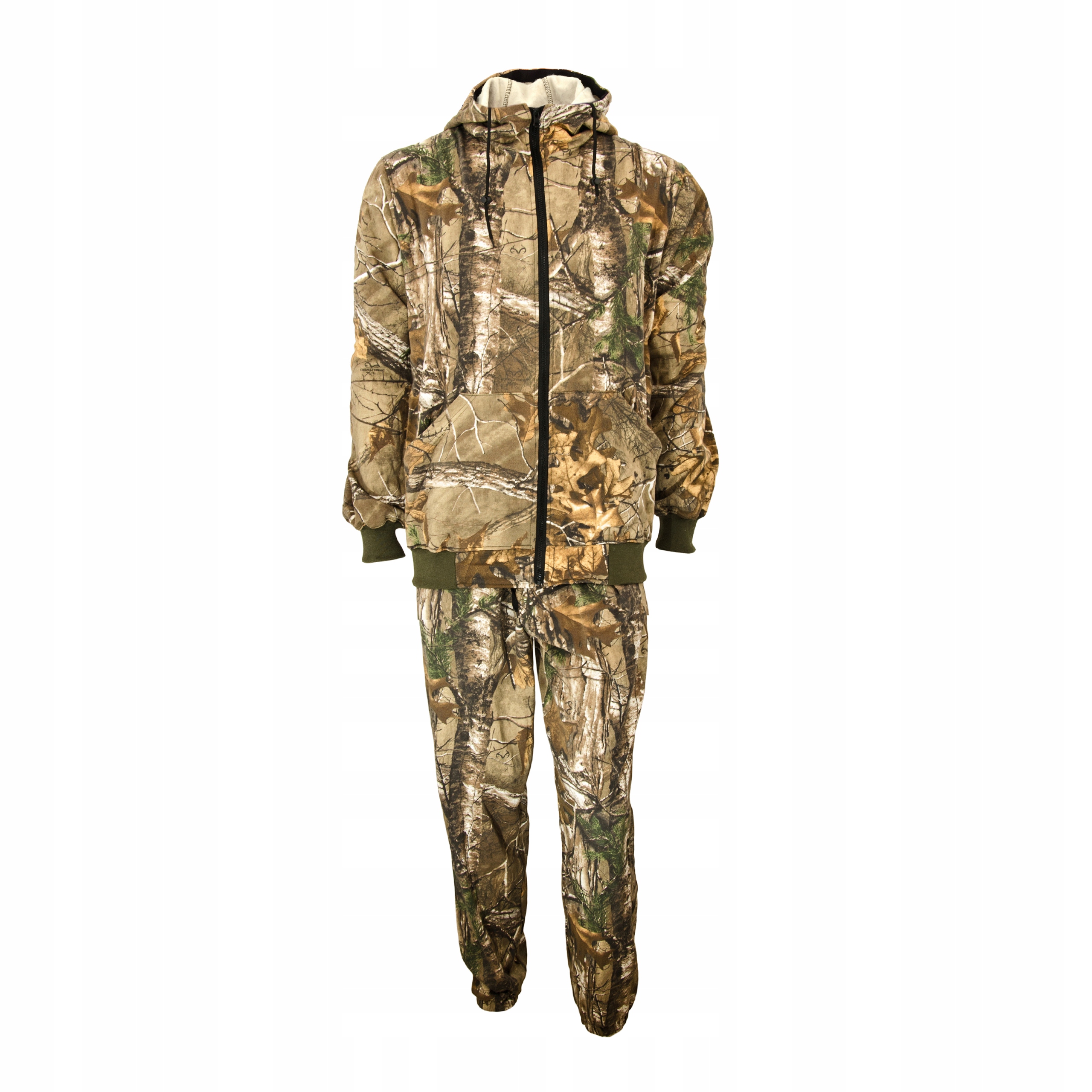 Myśliwski dres kamuflaż las, rozpinany, bawełna2XL