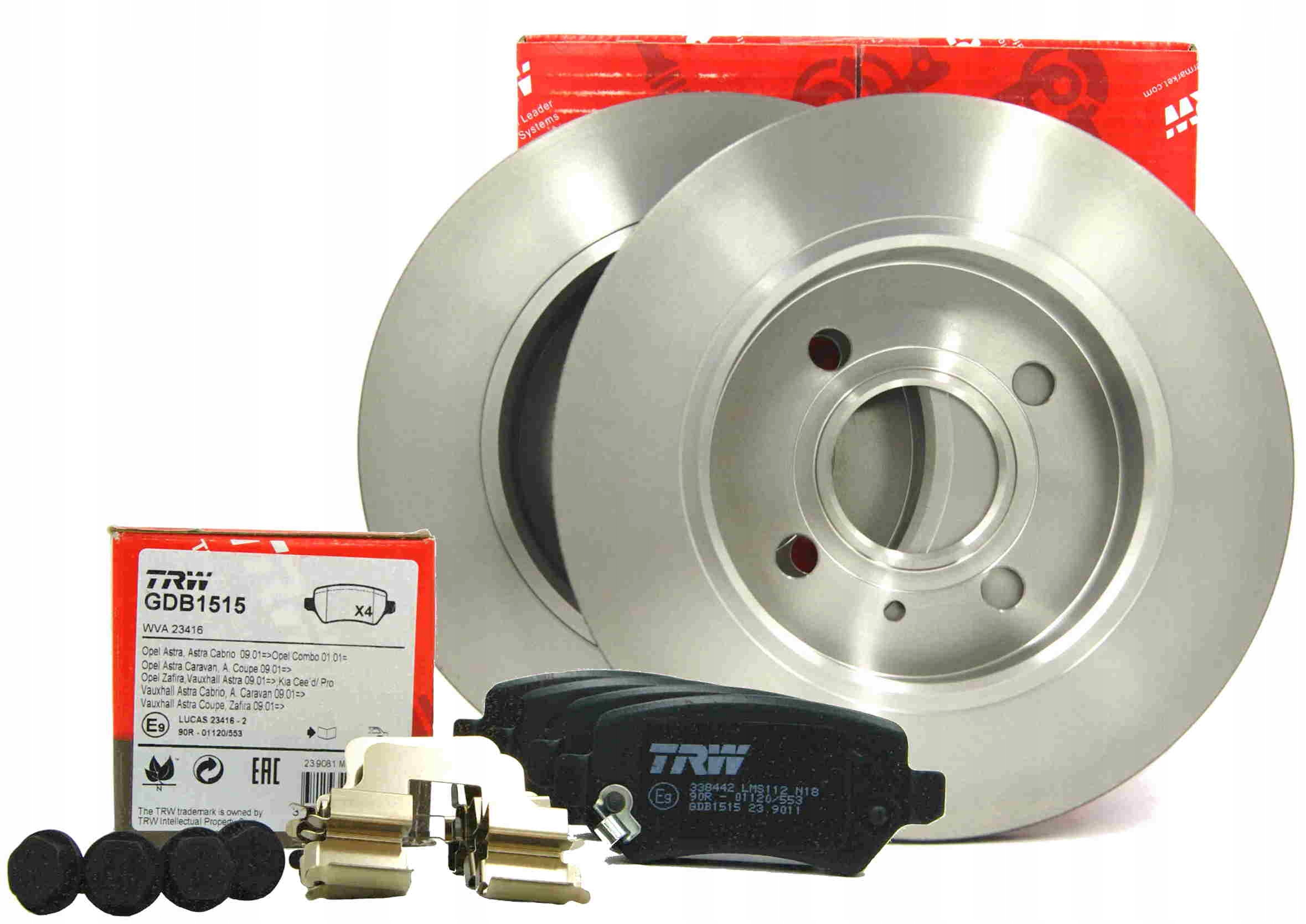 TRW ДИСКИ + КОЛОДКИ ЗАДНИЙ КОМПЛЕКТ ДЛЯ OPEL ASTRA G H