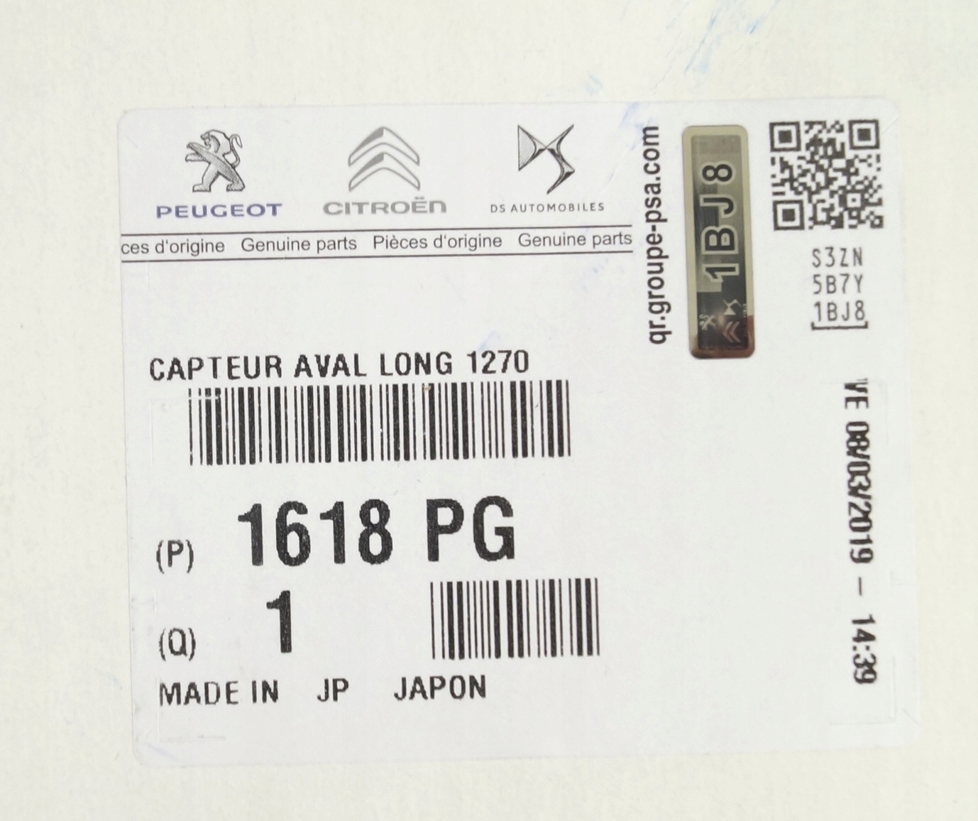 Czujnik temperatury spalin Citroen C5 II 2 2 HDI Part number 1618PG