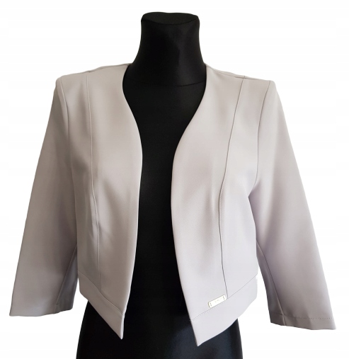 Żakiet bolerko narzutka marynarka szary 42