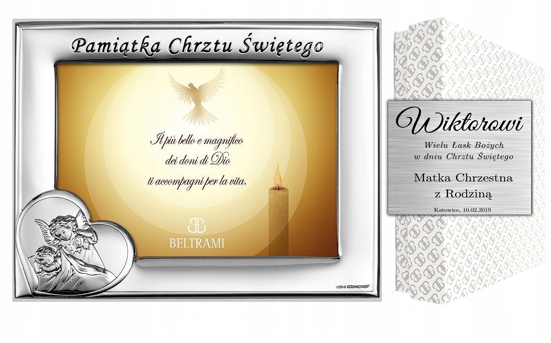 Rámeček Stříbrný Obrázek Suvenýr Křest Gravírování