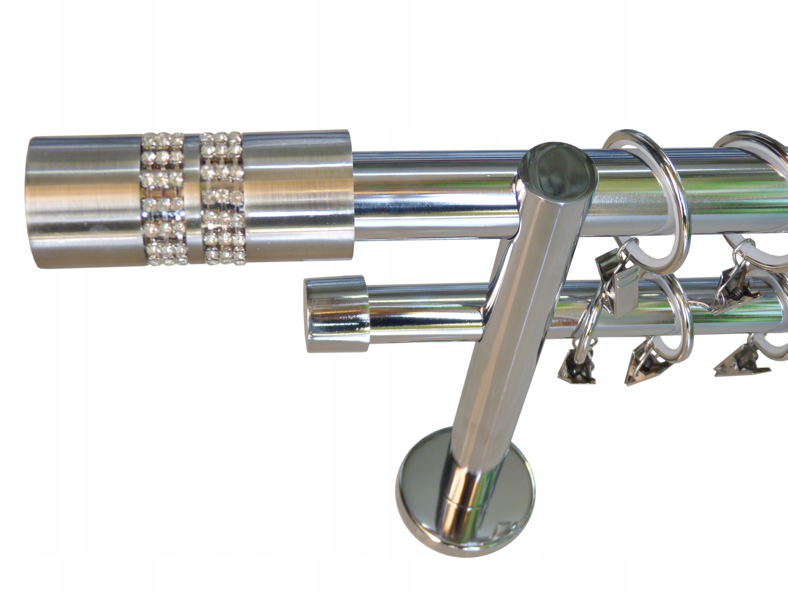 KARNISZ KRYSZTAŁ+CICHE KÓŁKA 25/19MM PODWÓJNY 360 Długość drążka 360 cm