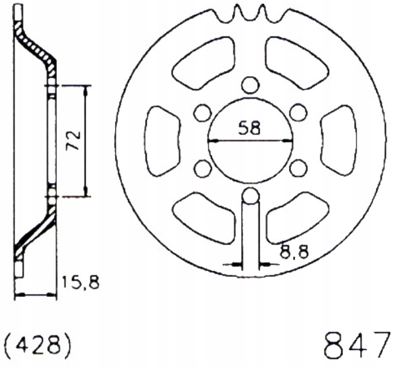 Zadní ozubené kolo 428 Esjot 39Z Zündapp Ks 80 81-84