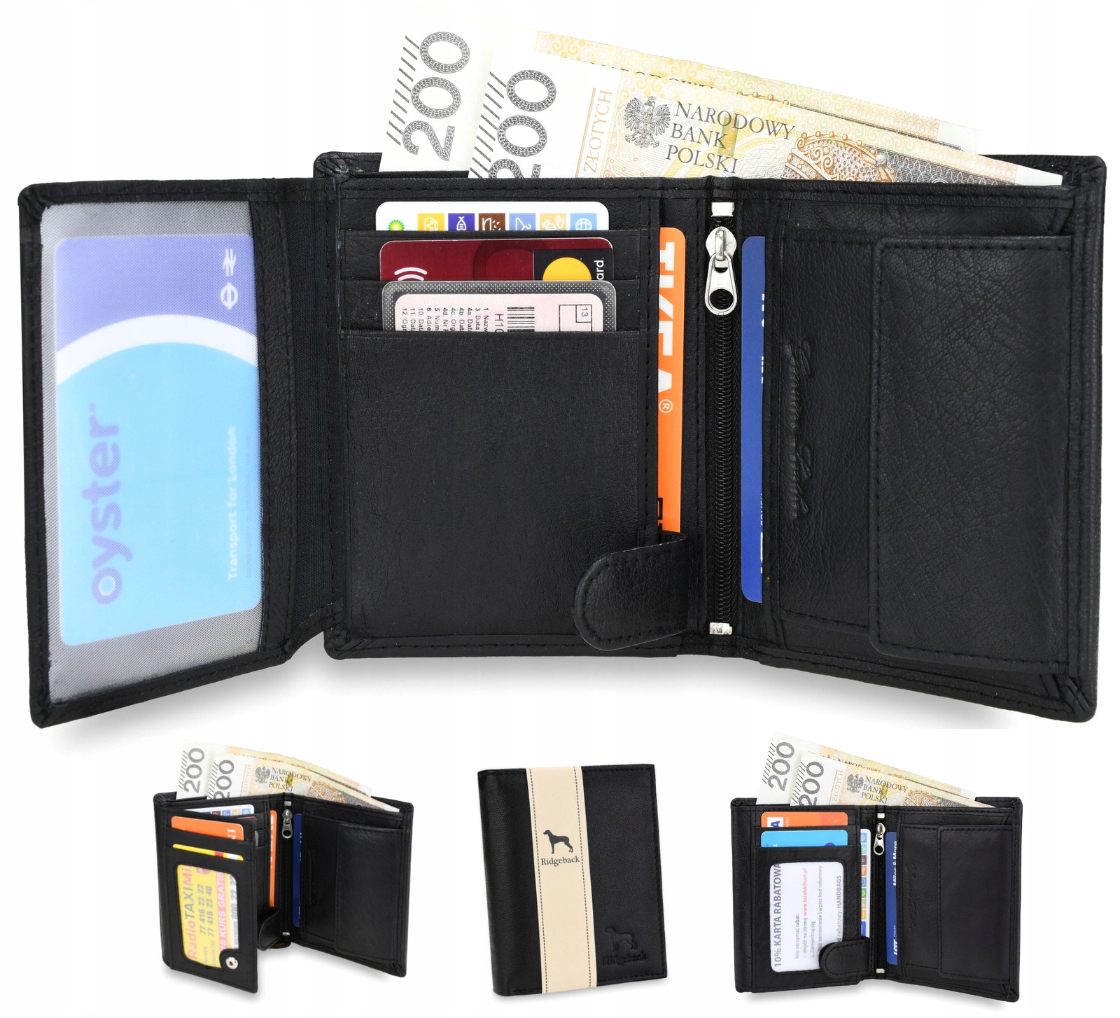 

Portfel Męski Skórzany Skóra Naturalna Czarny NC31