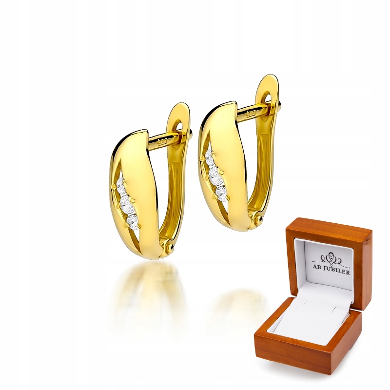 

Eleganckie Złote Kolczyki Diamenty Próba 585