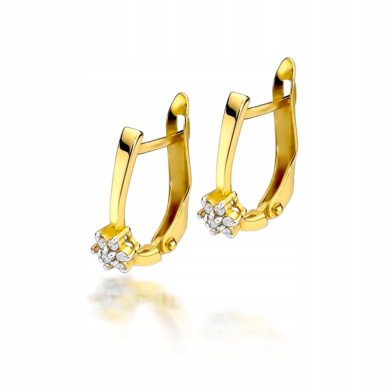 

Złote kolczyki z brylantami na angielskim zapięciu