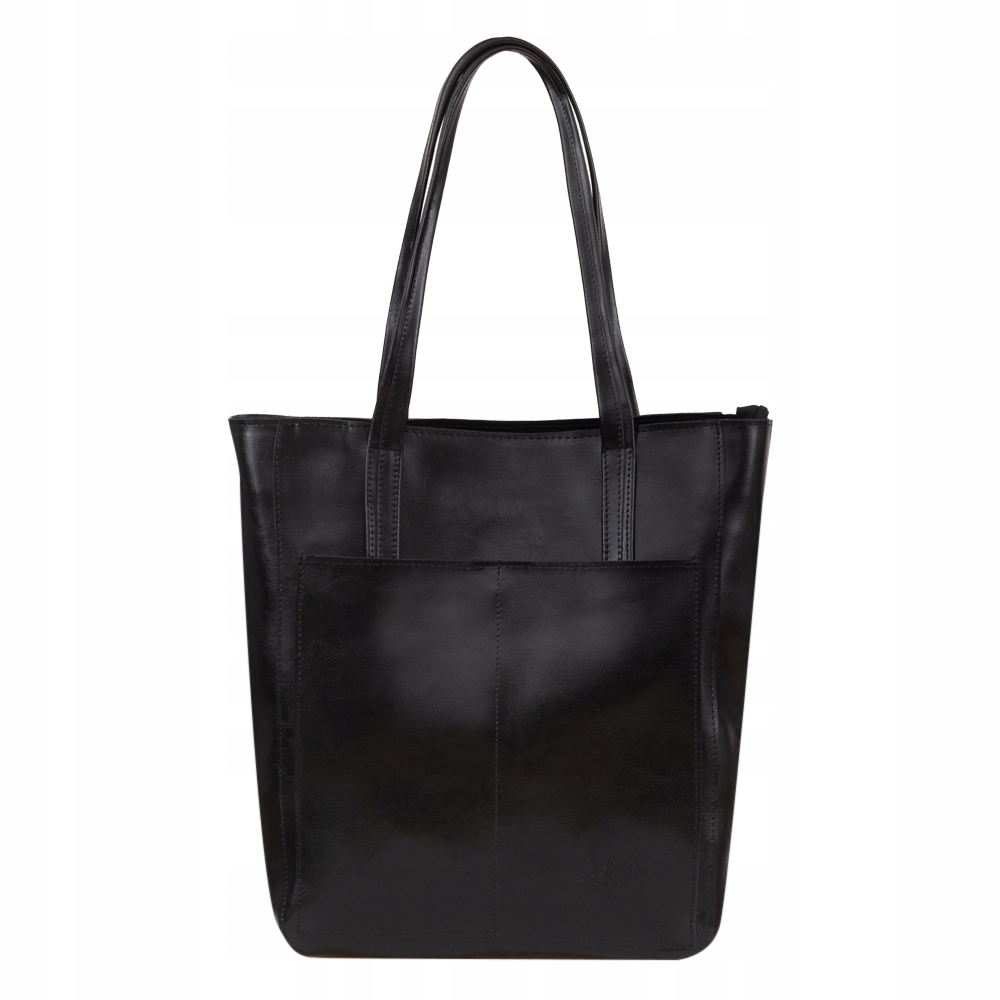 czarna torebka skórzana polska torba skóra naturalna shopper bag A4