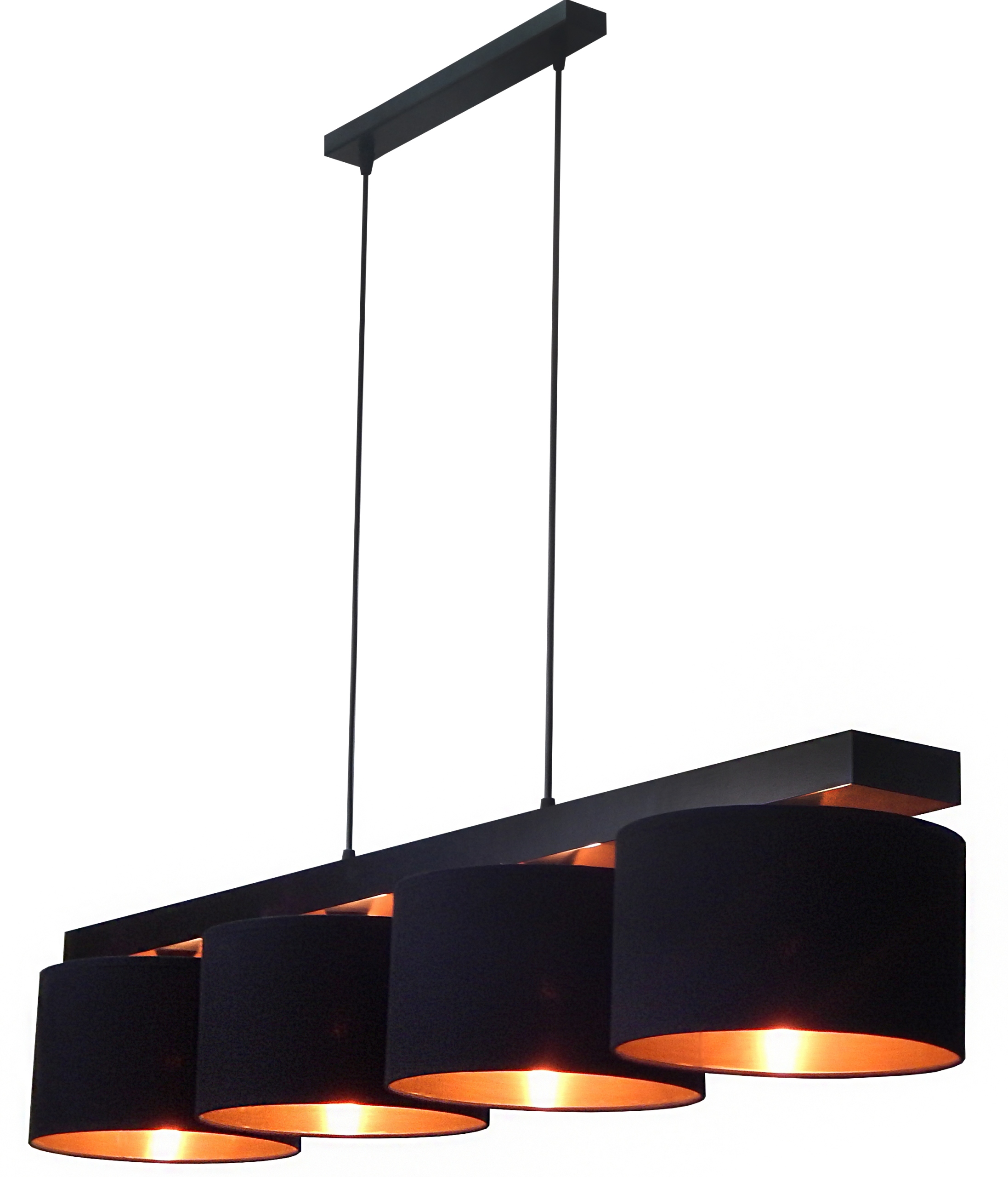 LAMPA WISZĄCA SUFITOWA ŻYRANDOL LED 2 X E27 DREWNO ABAŻUR STÓŁ SALON Długość/wysokość 85 cm