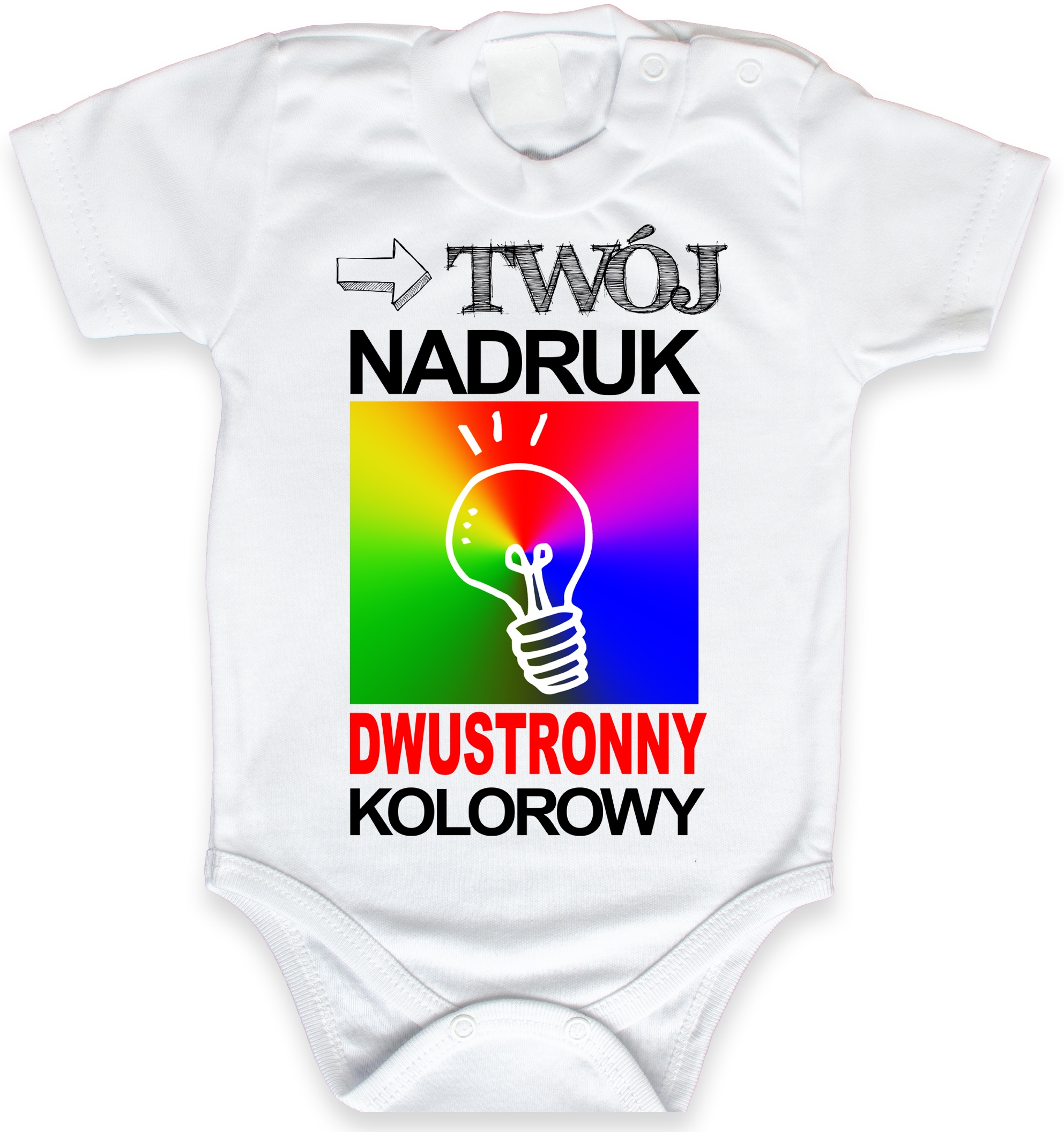 

Białe Body z Własną Grafiką nadruk Dwustronny r 56