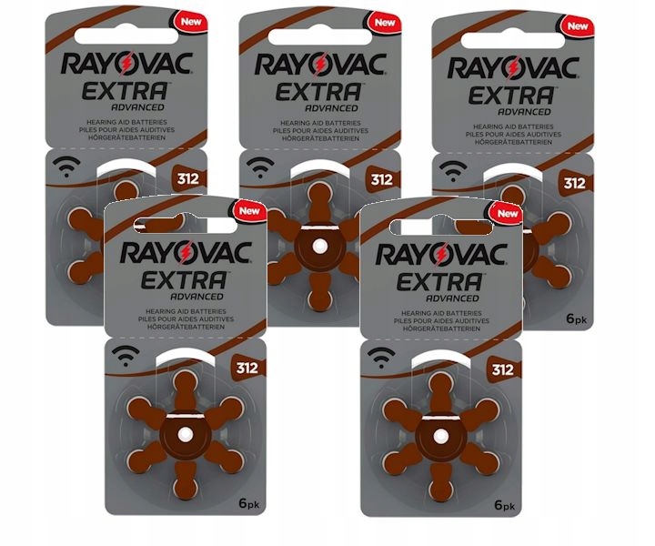 

30x Baterie słuchowe Rayovac Extra 312 PR41