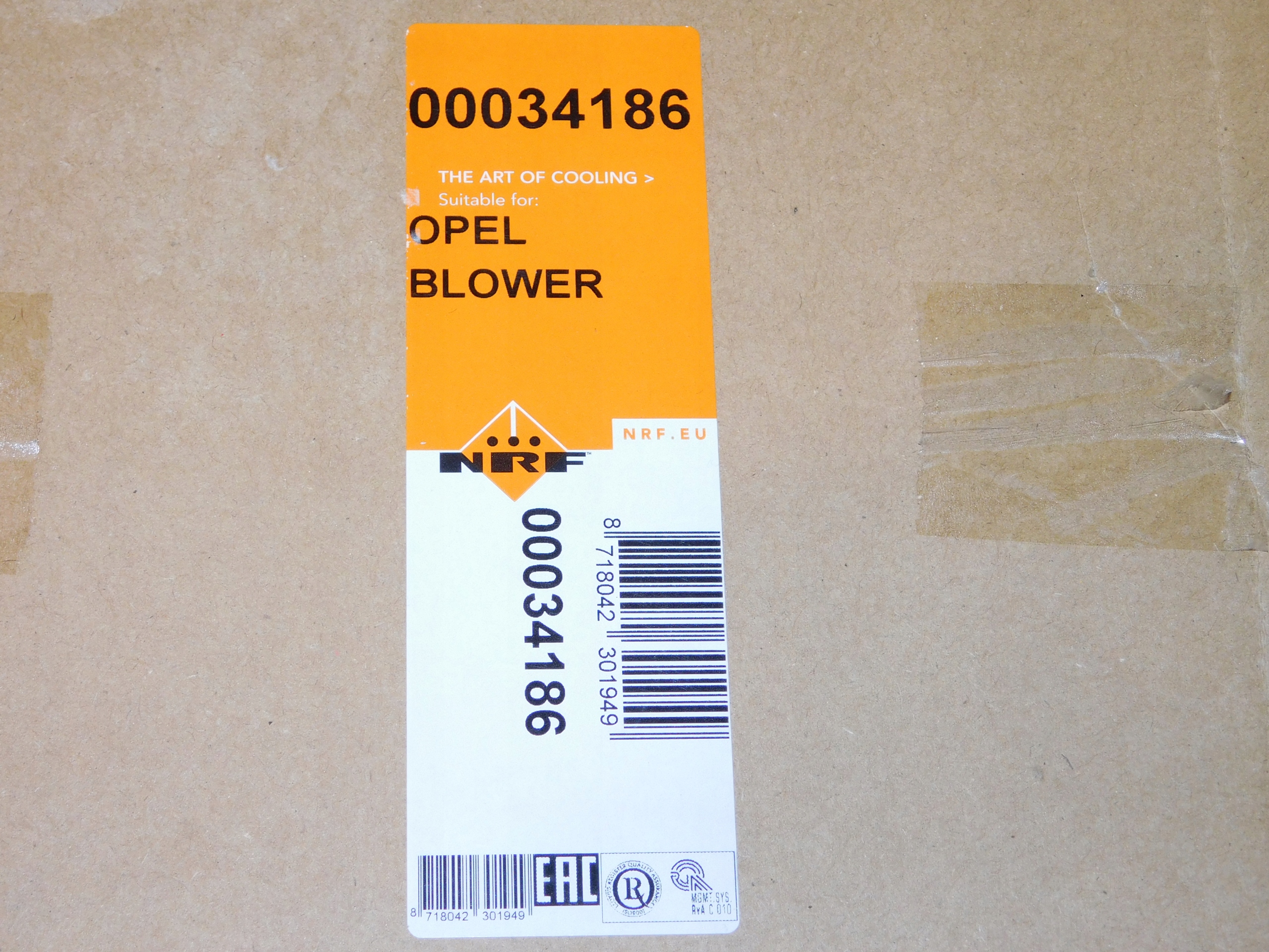 WENTYLATOR DMUCHAWA NAWIEWU OPEL VECTRA C SIGNUM Part number 00034186