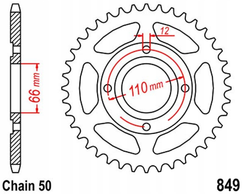 Zadní ozubené kolo 530 Jtr 38Z Yamaha Rd 400 76-77