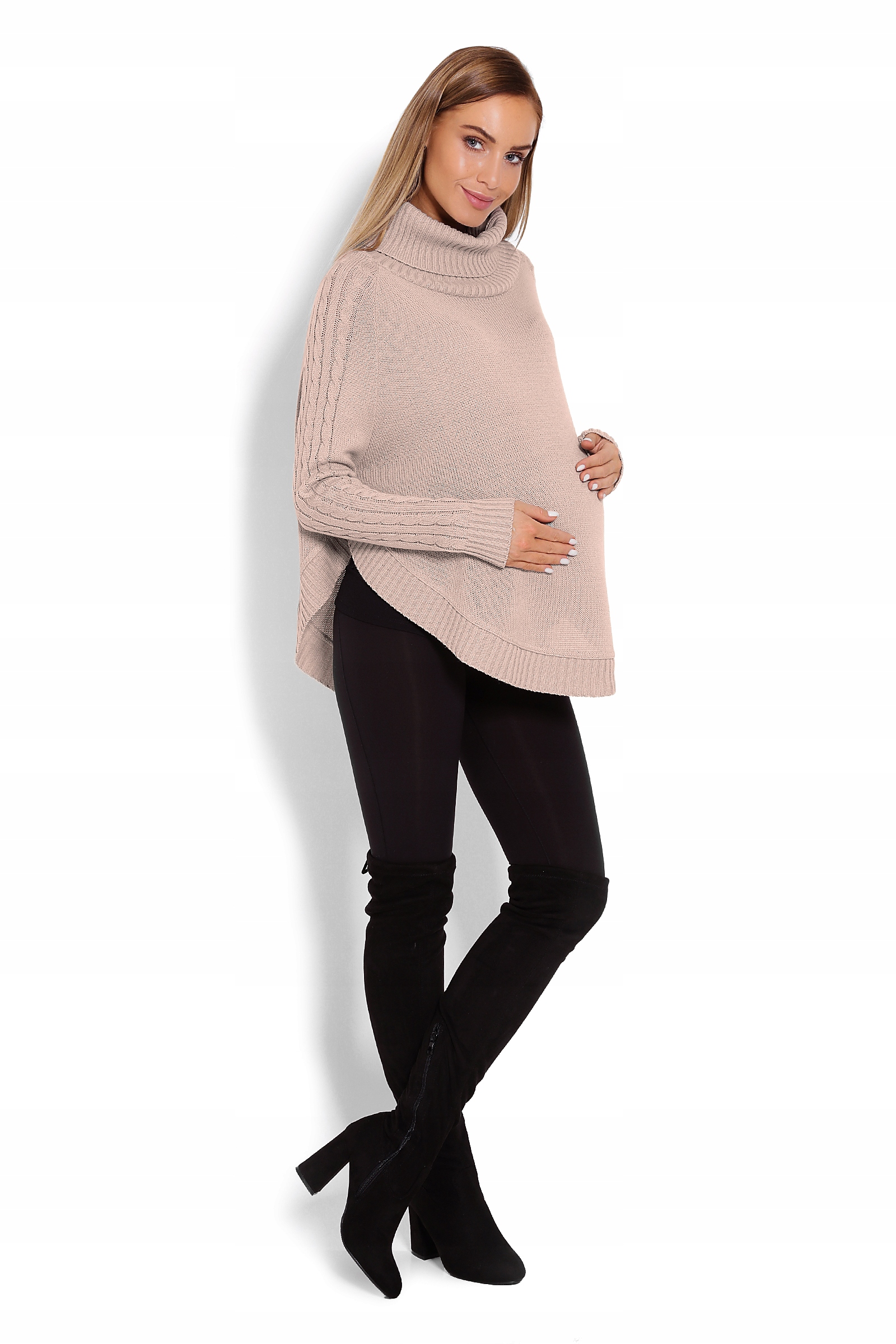 70009C PONCHO Z RĘKAWEM WARKOCZ OKRĄGŁE KOLORY Rękaw długi rękaw