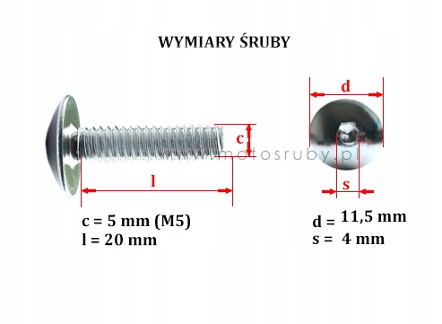 KOMPLET ŚRUBA SREBRNA NAKRĘTKA M5 x 20 kpl.6 Producent inny