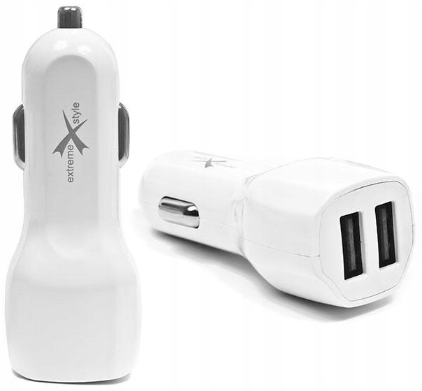 

Ładowarka samochodowa Ampere Usb biała 2xUSB 2.1A