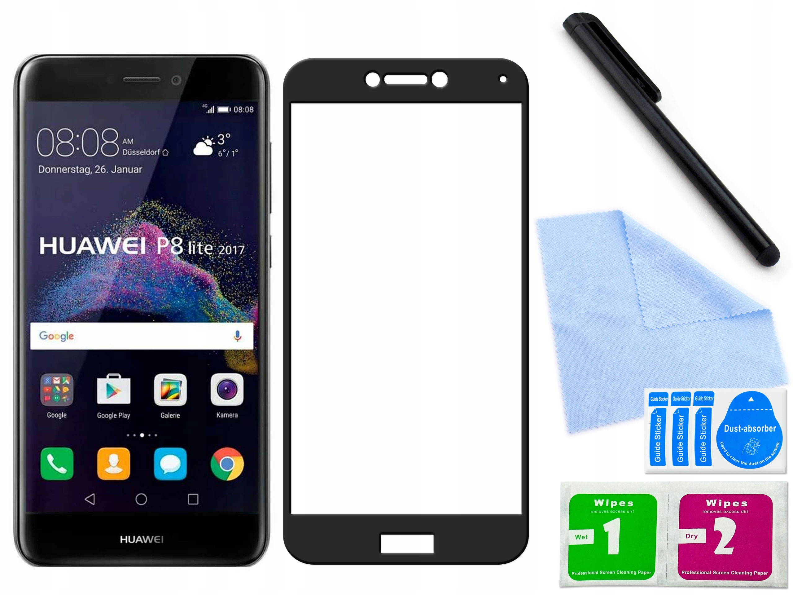 

Zaokršglone szkło do Huawei P8 lite 2017 Czarne