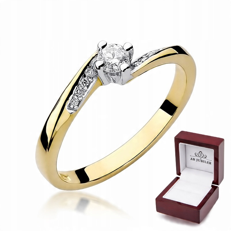 

Złoty Pierścionek 585 z Brylantami 0,19ct Grawer