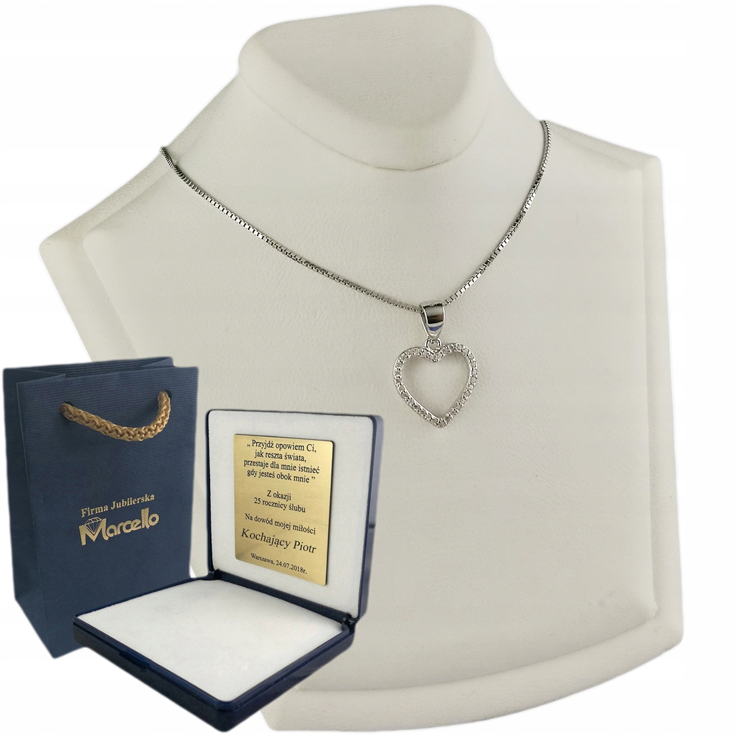 

Łańcuszek Srebrny Damski Z Serduszkiem + Grawer