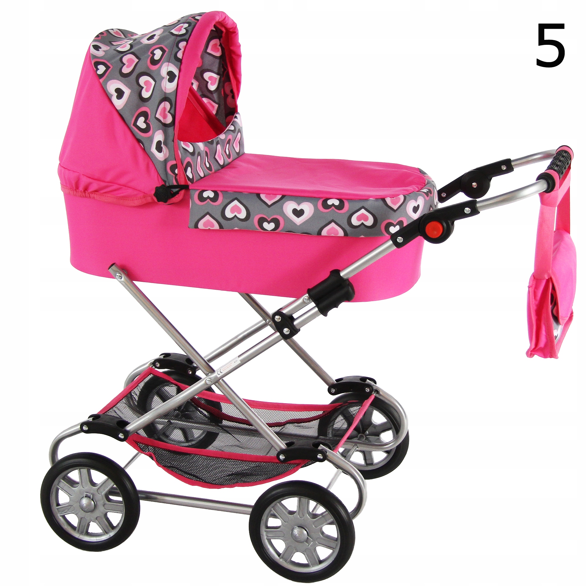 WÓZEK DUŻY DLA LALEK GŁĘBOKI + Pościel+Torebka PL Seria Wózek