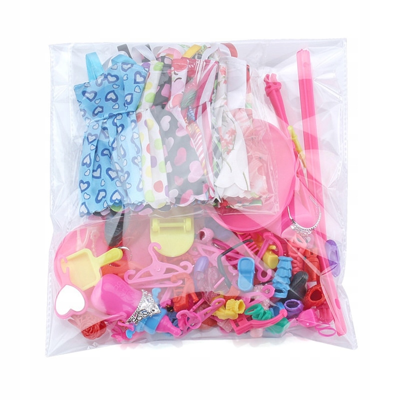 ZESTAW XXL UBRANKA DLA LALEK + AKCESORIA 85 EL. Kolor dominujący wielokolorowy