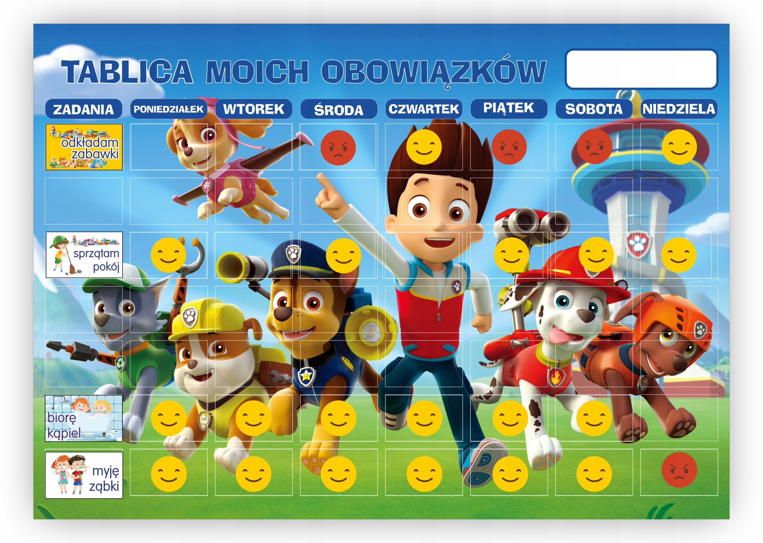 

Tablica motywacyjna obowiązków dla dzieci Imienna