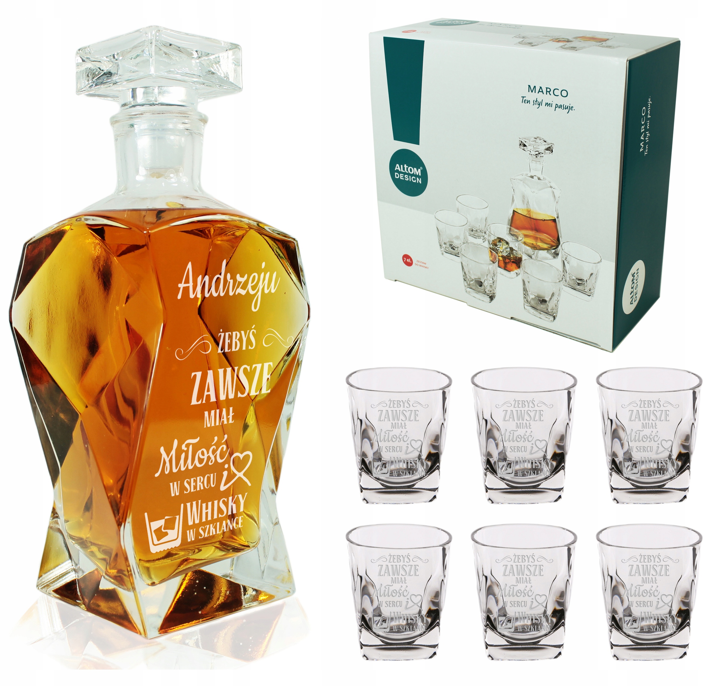 

Karafka 6 szklanek na 18 30 40 50 urodzin