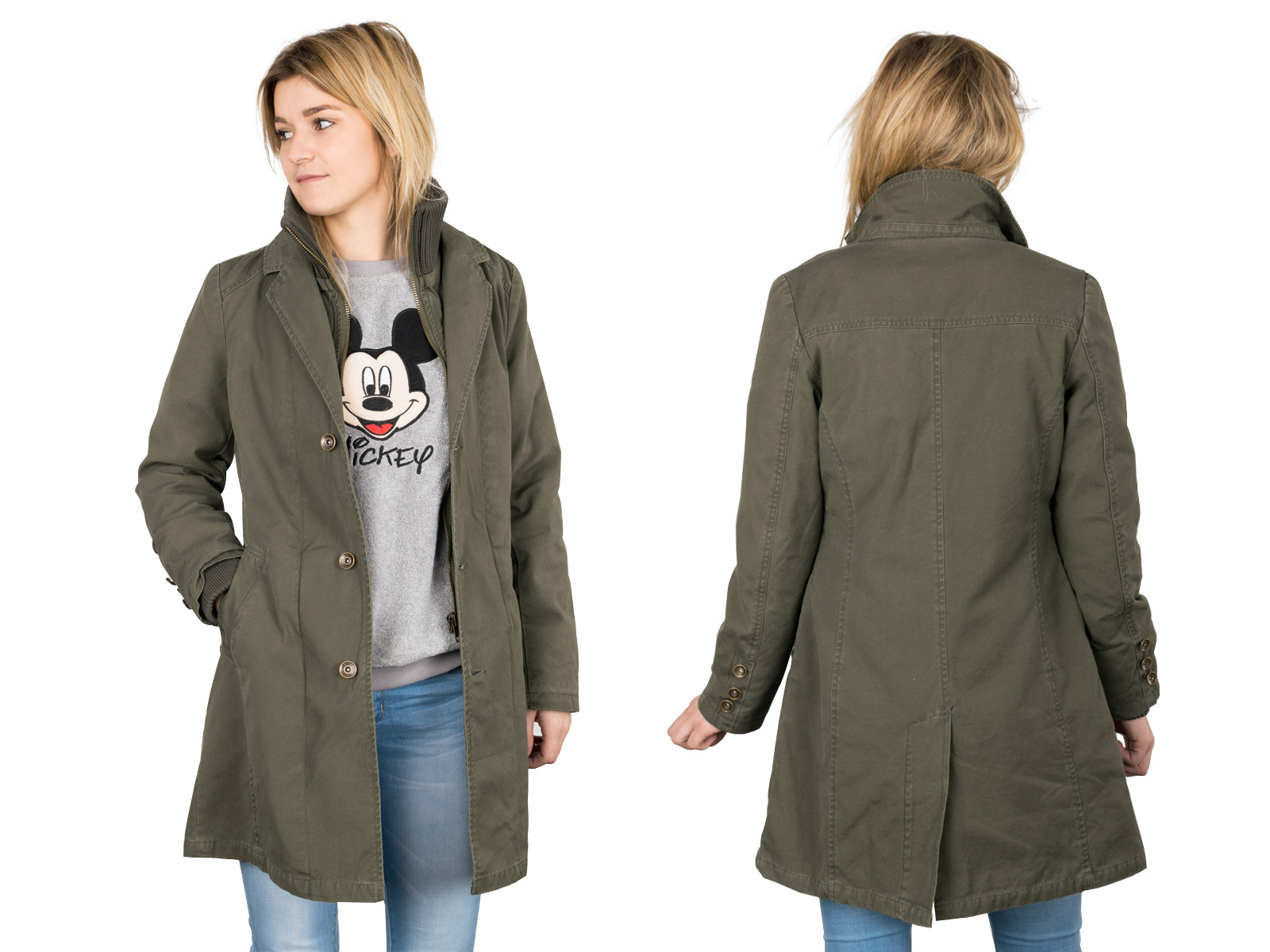 

Płaszcz Płaszczyk Damski Bawełniany Khaki 28H r M