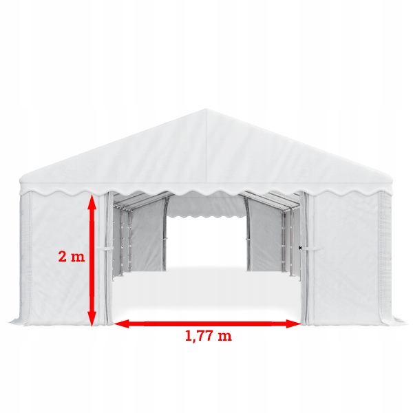 3x4 m, 2-2,87 m Komercinė parodos palapinė, Įėjimo plotis 1,77 m